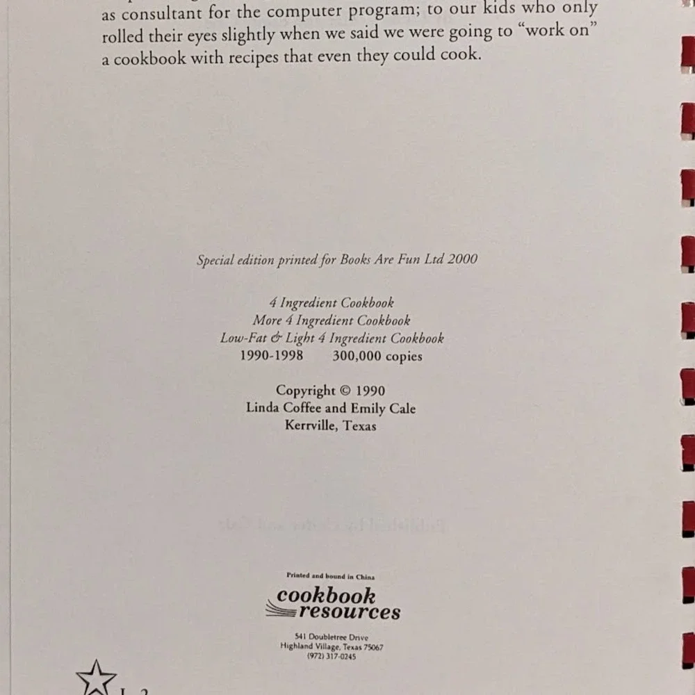 Cookbook Resources four ingredient
